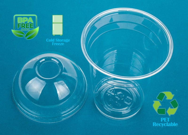 Golden Apple Cup series, 16oz Clear Plastic cups with Dome lids with hole 50sets BPA free - Image 5